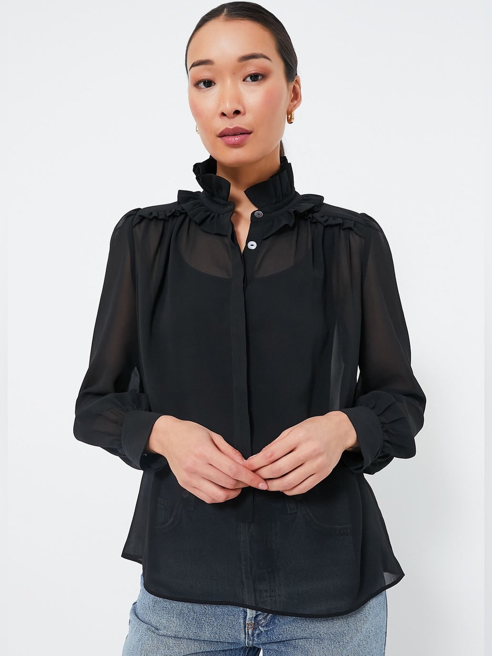 NWOT Tuckernuck Black Sheer Elana Blouse